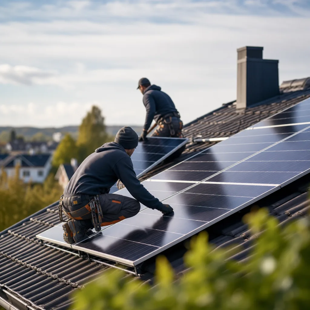 Installation de panneaux solaires sur le toit d'une maison en France en 2026